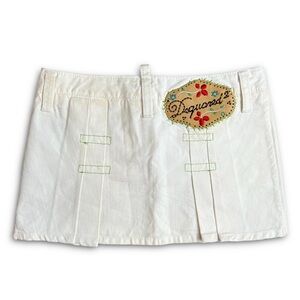 Dsquared S/S 2006 embroidered white denim mini skirt